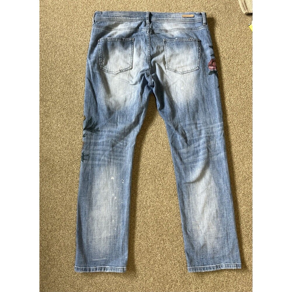 Pilcro & The letterpress high-rise jeans Sz 32 Floral Painted Denim - Picture 8 of 10